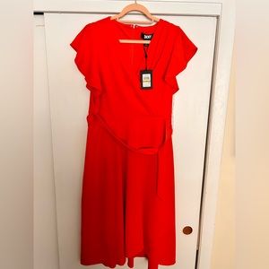 A-line DKNY faux wrap dress